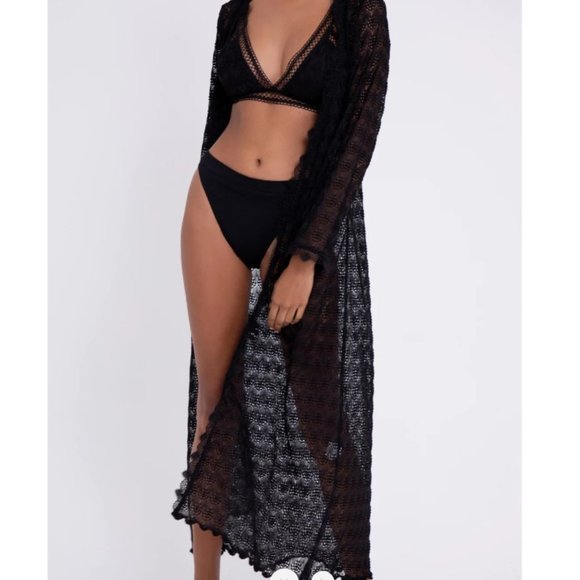 Waimari Provenzal Resortwear Kimono in Black - Picture 1 of 2
